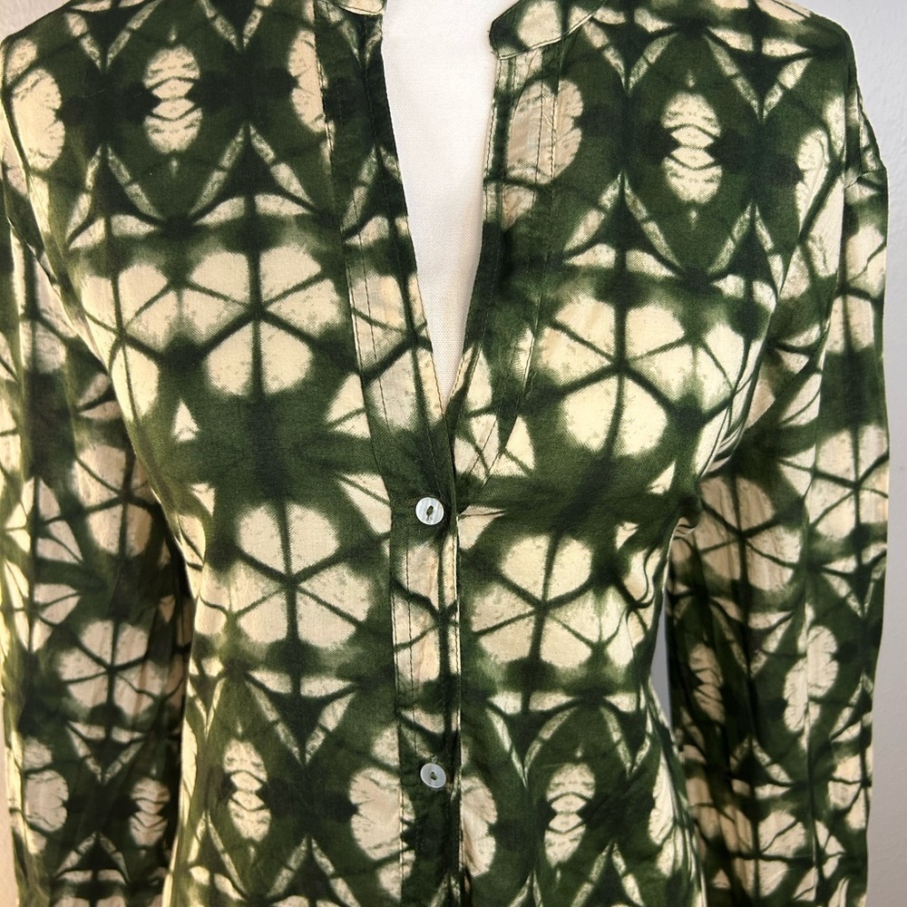 ZARA Green Abstract Print Midi Shirt Dress – Size M – Perfect Condition - Picture 6 of 10